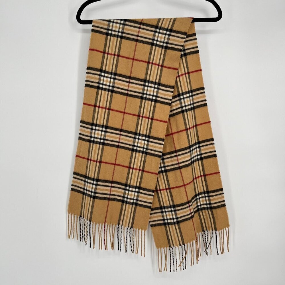 V. Fraas Cashmink Plaid Scarf Beige/Black/Red Tartan Nova Check